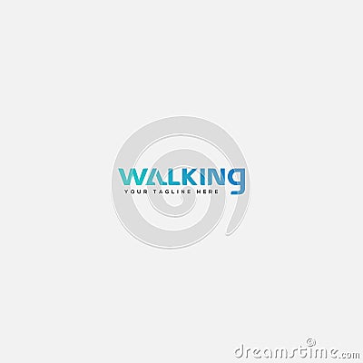 Walking logo design lettering walking, walk logo Vector Illustration