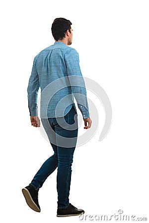 Walking man back portrait Stock Photo