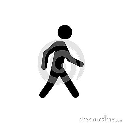 Walking man black icon isolated. Pedestrian symbol. Get to your destination on foot concept. Vector EPS 10 Vector Illustration