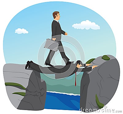 Walking over the precipice Vector Illustration