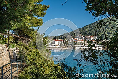 Pathway along stunning sea coast in Dubrovnik Editorial Stock Photo