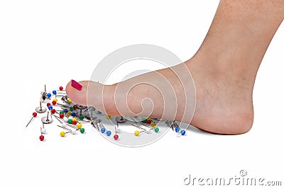 Walking On Pins & Needles Conceptual Stock Photo