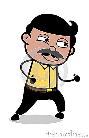 Walking Pose - Indian Cartoon Man Father Vector Illustration Stock Photo