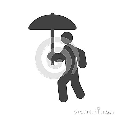 Walking in Rain Vector Illustration