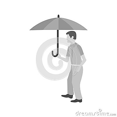 Walking in Rain Vector Illustration