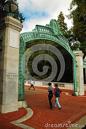 Walking Through Sather Gate Editorial Stock Photo