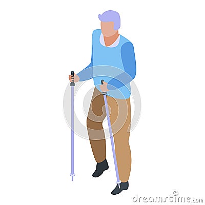 Walking sticks grandfather icon, isometric style Vector Illustration