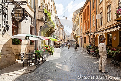 Walking street in the old town Editorial Stock Photo