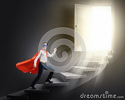 Walking superhero Stock Photo