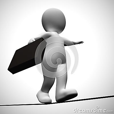 Walking a tightrope means running a fine line - 3d illustration Stock Photo