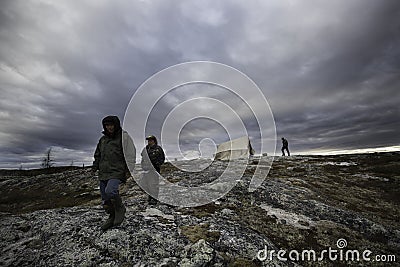 Walking in the tundra Editorial Stock Photo