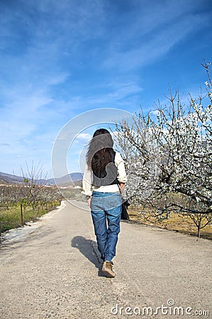 Walking at valley of jerte Stock Photo