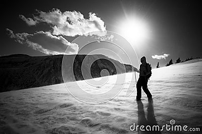 Walking on a Wind Blown ridge Stock Photo