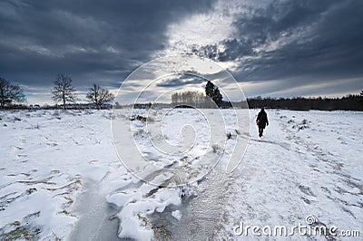 Walking through a winter landscape Stock Photo