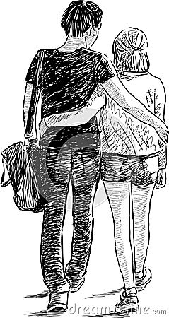 https://thumbs.dreamstime.com/x/walking-young-couple-vector-drawing-pair-walk-33028147.jpg