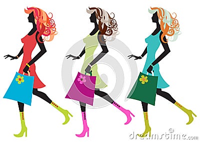 Walking young women Vector Illustration