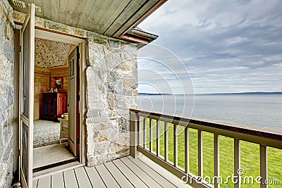 Walkout deck overlooking amazing landscape Stock Photo