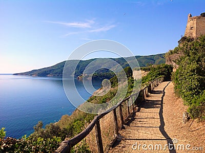 Walkpath in Porto Azzurro, Italy Stock Photo