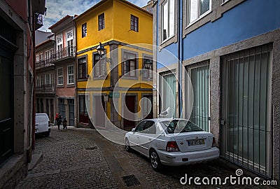 Walks in old Porto in early spring. Portugal. Seagull on the roof Editorial Stock Photo