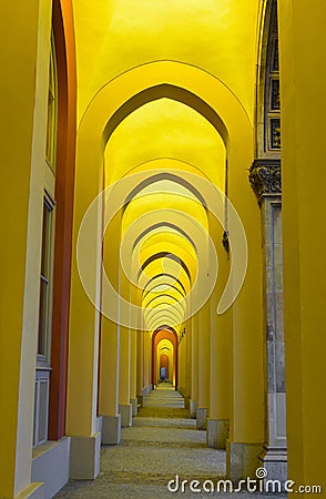 Walkway with arches in Munich Stock Photo