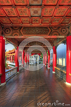 Walkway Architectural Detail in Chinese Garden Stock Photo