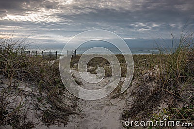 Walkway Through Dune to Gulf Stock Photo