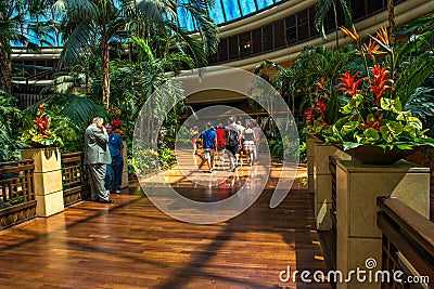 The walkway inside the atrium of the Mirage Hotel and Casino Editorial Stock Photo