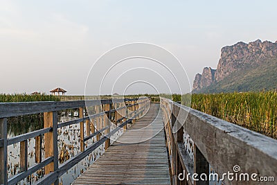 Walkway, lake of Sam Roi Yot Stock Photo