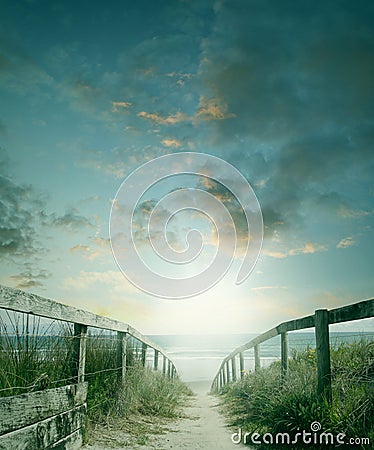 Walkway to beach Stock Photo