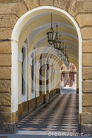 Walkway of lights Stock Photo