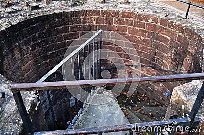 Walkway stairs go to underground tunnel of ancient ruins Heidelberg Castle or Heidelberger Schloss for german people and foreign Stock Photo