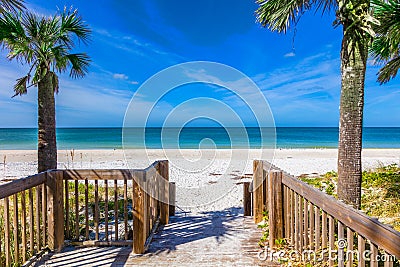 Walkway to beach on Anna Maria Island in Bradenton Florida Stock Photo