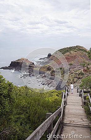 Walkway to Beach, Cape Schanck, Mornington Peninsula, Australia. Editorial Stock Photo