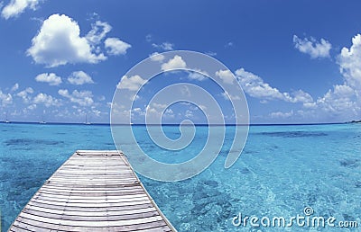 Walkway to paradise island polynesia Stock Photo