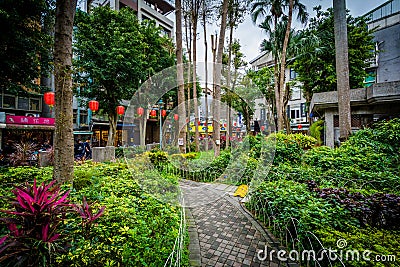 Walkway at Yongkang Park, in the Da'an District, of Taipei, Taiw Editorial Stock Photo