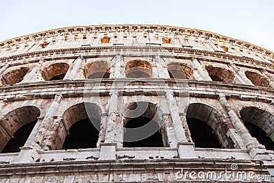 Wall of ancient roman amphitheater Coliseum Stock Photo
