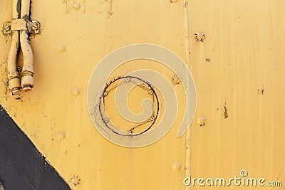 Wall of an army fuel tank Stock Photo