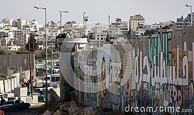 The Wall around Ramallah, Palestine Editorial Stock Photo