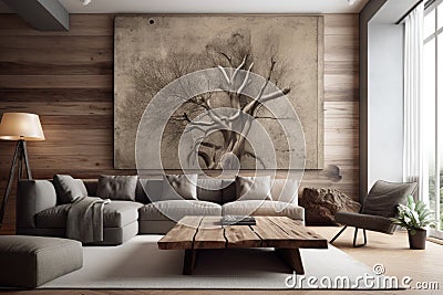 a wall art that decorates a room, bringing in the elements of nature Stock Photo