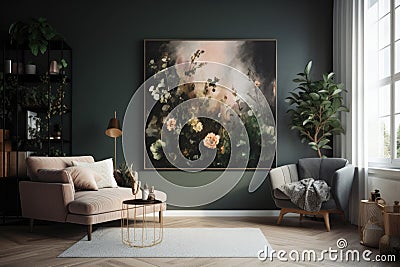a wall art that decorates a room, bringing in the elements of nature Stock Photo