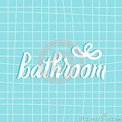 Wall in the bathroom. Blue brick texture. Vector Illustration