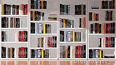 Wall bookcase full of books Stock Photo