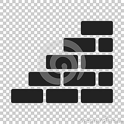 Wall brick icon in flat style on isolated background. W Vector Illustration