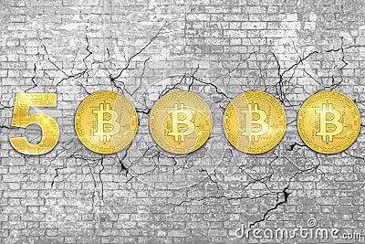 Bitcoin price support 50000 dollars Stock Photo