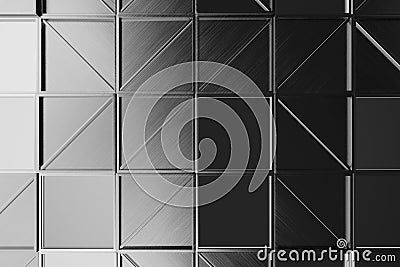 Wall of brushed metal tiles with diagonal glowing elements Cartoon Illustration