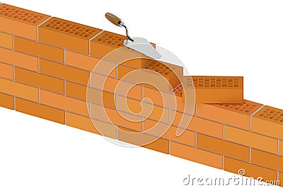 Wall from building bricks, construction concept Stock Photo