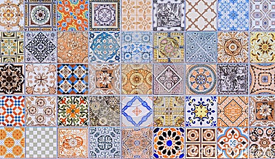 Wall ceramic tiles patterns Mega set Stock Photo