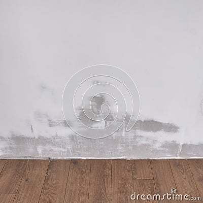 Wall with cleaned plaster after removing mold Stock Photo