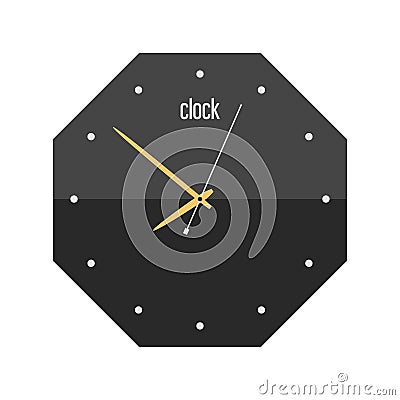 Wall clock circle sign with chronometer pointer tool and deadline stopwatch speed office alarm timer minute watch vector Vector Illustration