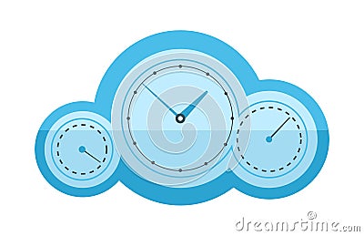 Wall clock circle sign with chronometer pointer tool and deadline stopwatch speed office alarm timer minute watch vector Vector Illustration